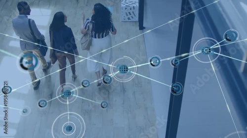 Animated video shows building of a complex network for global shipping and data processing.