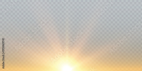Golden Light Burst with Sparks Transparent PNG – Horizontal Lens Flare Vector Overlay