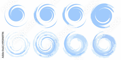 Eight light blue circular brush strokes arranged in a grid pattern