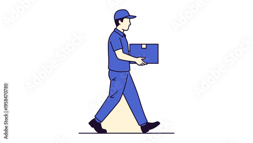 Delivery Courier in Action: A delivery courier, efficiently navigating the world with a package in hand. A visual testament to speed and reliability, symbolizing the vital link in modern distribution.