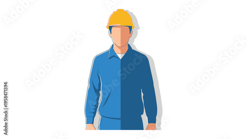 Construction Worker's Portrait: A determined construction worker stands tall, representing dedication and professionalism, symbolizing the essence of industry and craftsmanship.