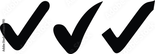 Three black checkmarks on a white background