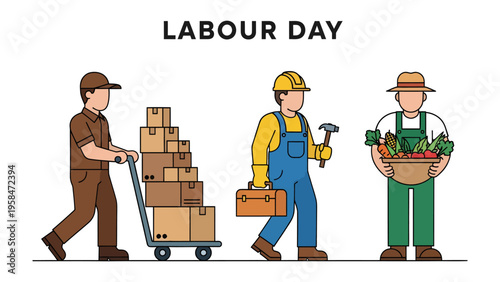 Celebrating Labour Day: A vibrant illustration depicts the hard work and dedication of diverse laborers. The image celebrates Labor Day.