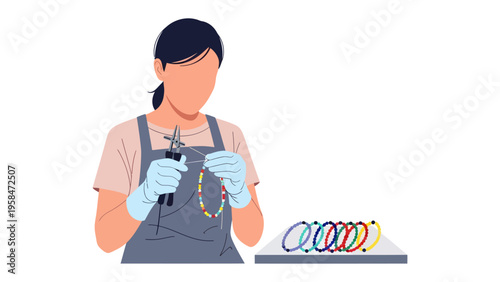 Handmade Jewelry Crafting: A skilled artisan meticulously crafts a beautiful piece of handmade jewelry, meticulously shaping and assembling the elements with precision and care. 