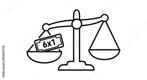 Desigualdade trabalhista representada por balança e 6x1