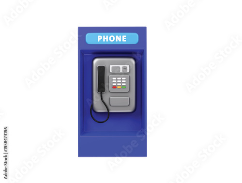 Public telephone booth icon 3D render payphone illustration
