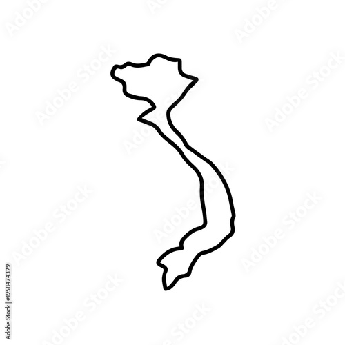 Vietnam country map thick outline icon