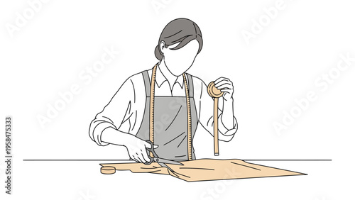 Artisan Crafting: A skilled artisan meticulously cuts fabric, embodying the focus and precision required for the creation of intricate designs.