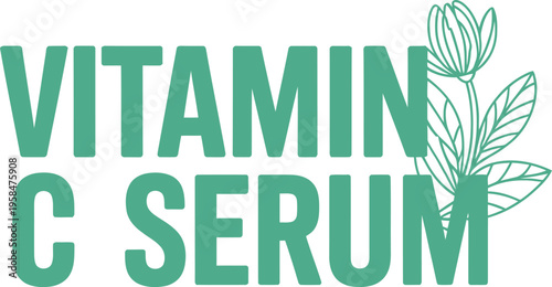 Vitamin C Serum Organic Botanical Vector Label