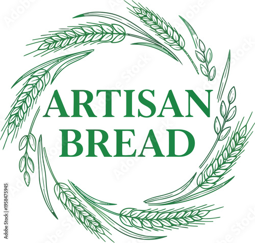 Artisan Bread Wheat Wreath Vector Emblem