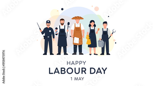 Labour Day Celebrations: A diverse assembly of professionals stand in unity, celebrating the spirit of Labour Day. A tribute to dedication and hard work.
