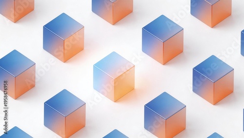 Pattern of blue and orange gradient cubes