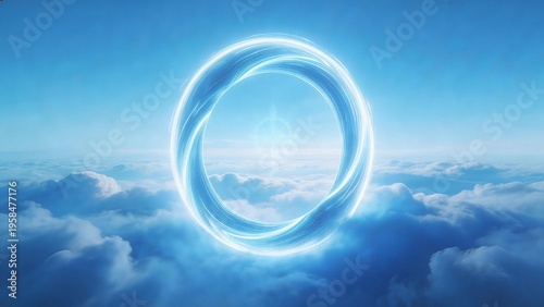 Glowing ring in sky above clouds