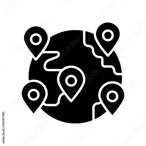 visited places color line icon.