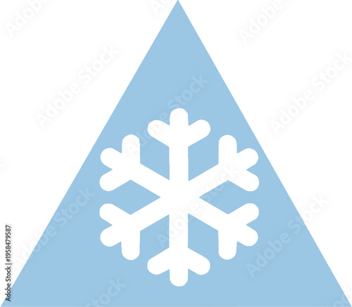 Snowflake warning icon, winter hazard sign, cold weather symbol