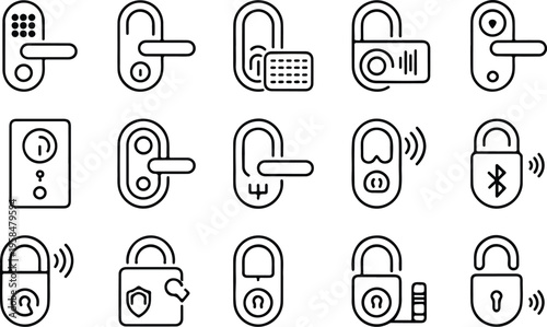 Smart Lock Collection Silhouette Icon Set