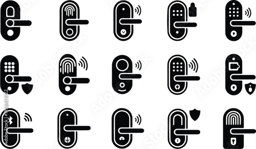 Smart Lock Collection Silhouette Icon Set