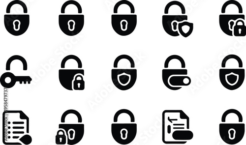 Smart Lock Collection Silhouette Icon Set