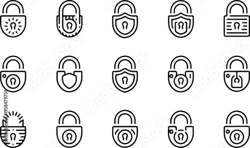 Smart Lock Collection Silhouette Icon Set
