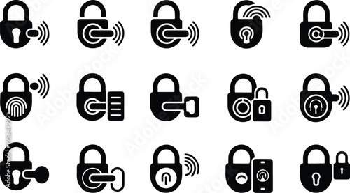 Smart Lock Collection Silhouette Icon Set