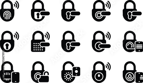 Smart Lock Collection Silhouette Icon Set