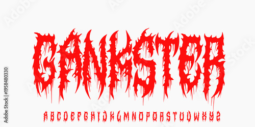 Gankster Font An extreme underground metal font with sharp chaotic forms, perfect for brutal music and dark artwork.vector grunge illustration 