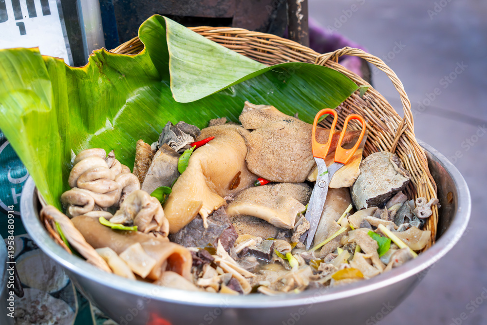 Fototapeta premium Tripe in an asian market in Siem Reap, Cambodia