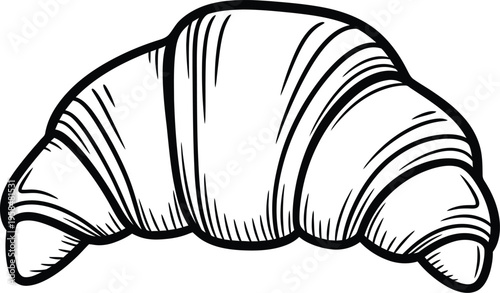 Delicious Croissant Pastry Hand Drawn Sketch Isolated Vector