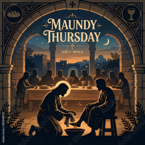 Maundy thursday holy week illustration