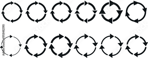 Sequence of circular arrows with directional indicators