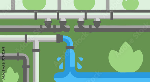 Leaking pipe spraying water onto a pool surface.