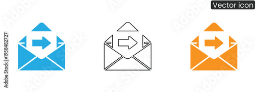 Vector set of email envelope icons with arrows, representing communication, exchange, and messaging concepts for business and digital use