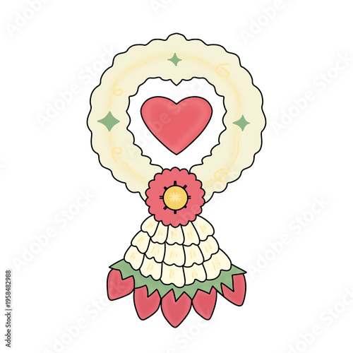 Cute heart shaped balloon with wings in a romantic cartoon style for Valentine love and greeting design