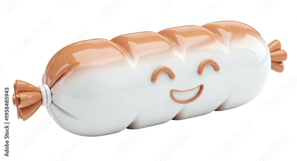 Fototapeta premium Cute Sausage Character with Happy Face