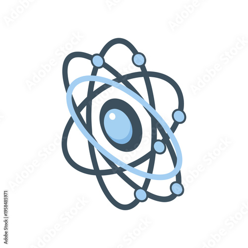 Simple Atom Illustration with Electrons and Nucleus.