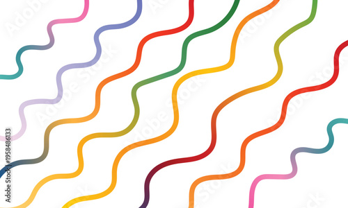 Vibrant multicolored wavy lines on a white background