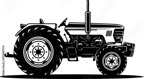 Detailed silhouette of a modern tracktor vehicle