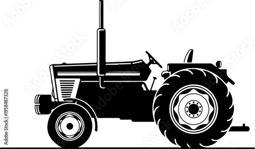 Detailed silhouette of a modern tracktor vehicle