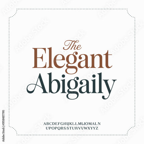 Elegant Abigailly font sample with decorative border