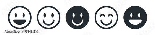 smiley emoticons, happy face. rating or feedback emojis. line outline emoticon. web vector icon