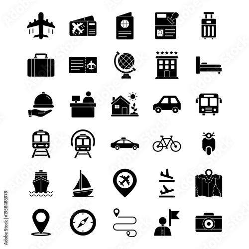 Travel and Transportation Line Icons Set vector design templates simple and modern