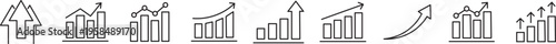 Growth icon set. Containing arrow up, growing graph, business chart icons.