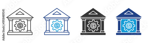 Financial icon set multiple style collection	
