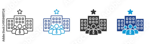 Company icon set multiple style collection	
