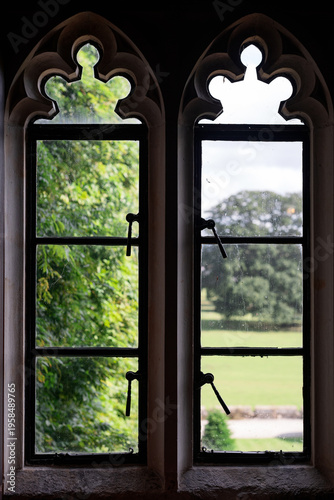 Close-up view of a vintage window frame