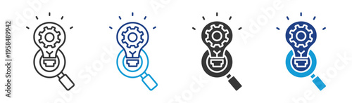 Research icon set multiple style collection	
