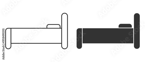 Bed icon flat line and solid symbol set. Bed vector icon, bedroom symbol. Vector illustration.