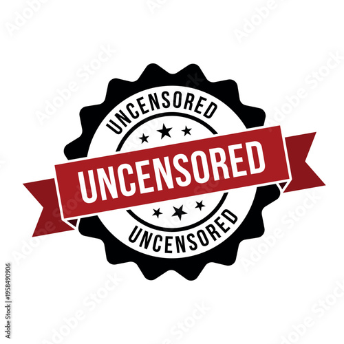 Uncensored Stamp, Uncensored Round Sign With Ribbon