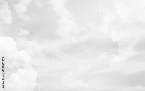Black and White Cloudy Sky Background. Dramatic Sky Background in Gray Shades. Minimalist Gray Sky with Cloud Details