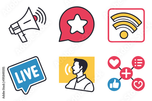 Modern social media icon set in flat vector style